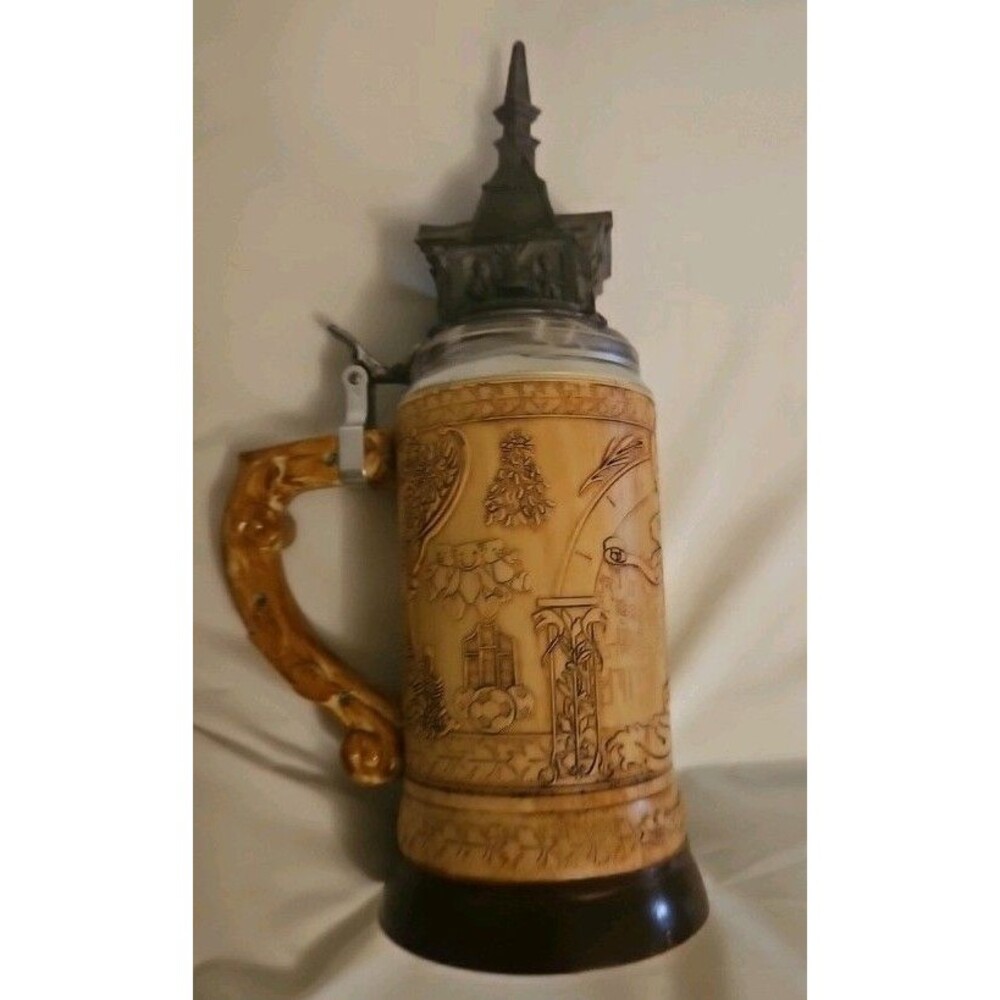 Disney Parks Germany Pavilion Beer Stein Mug Clock Tower Lid Epcot Souvenir